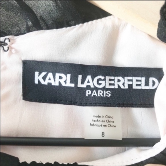 KARL LAGERFELD Floral Lace Bib Dress Dark Florals - Picture 5 of 7